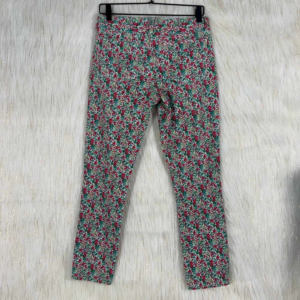 J.Crew Womens Toothpick Ankle Jeans Green Red Floral Pockets Denim 28 New